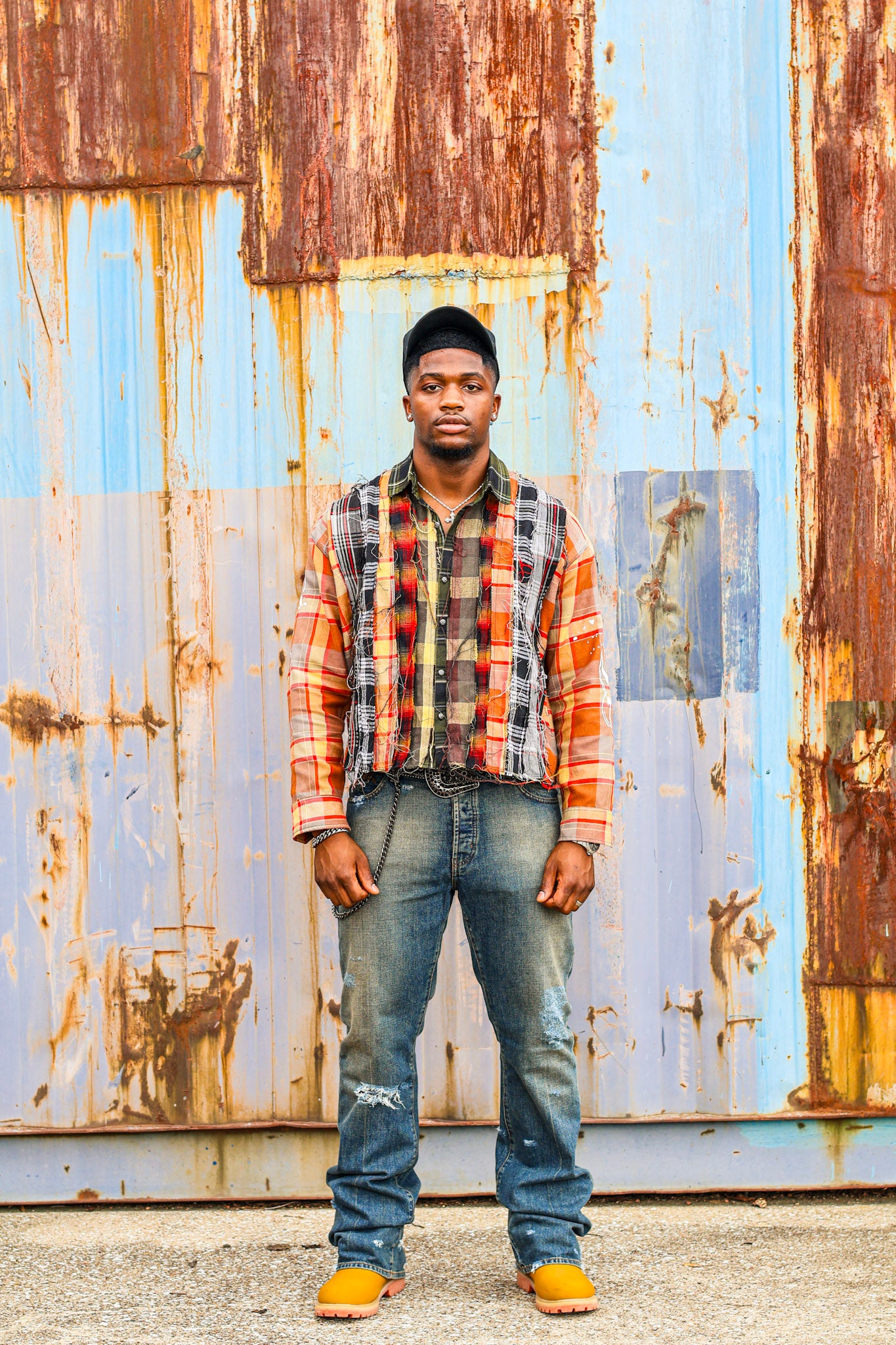 "BORN AGAIN" Cropped Patch Work Flannel