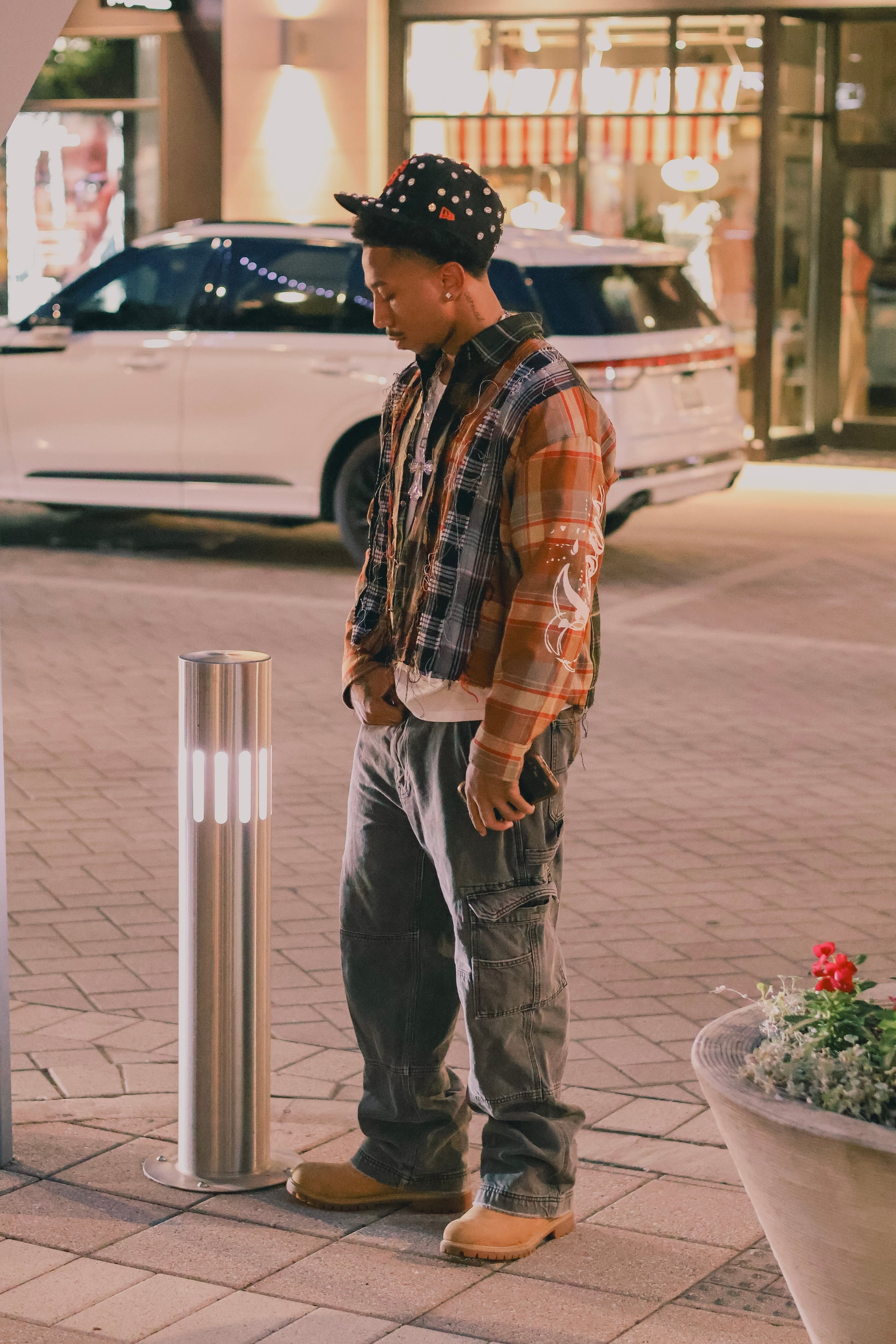 "BORN AGAIN" Cropped Patch Work Flannel