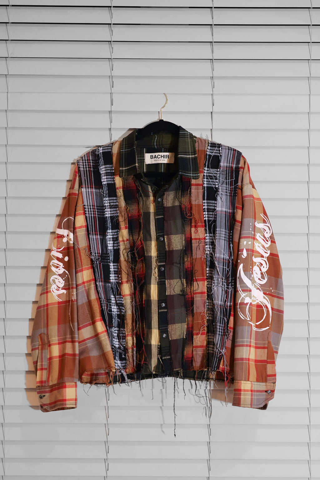 "BORN AGAIN" Cropped Patch Work Flannel