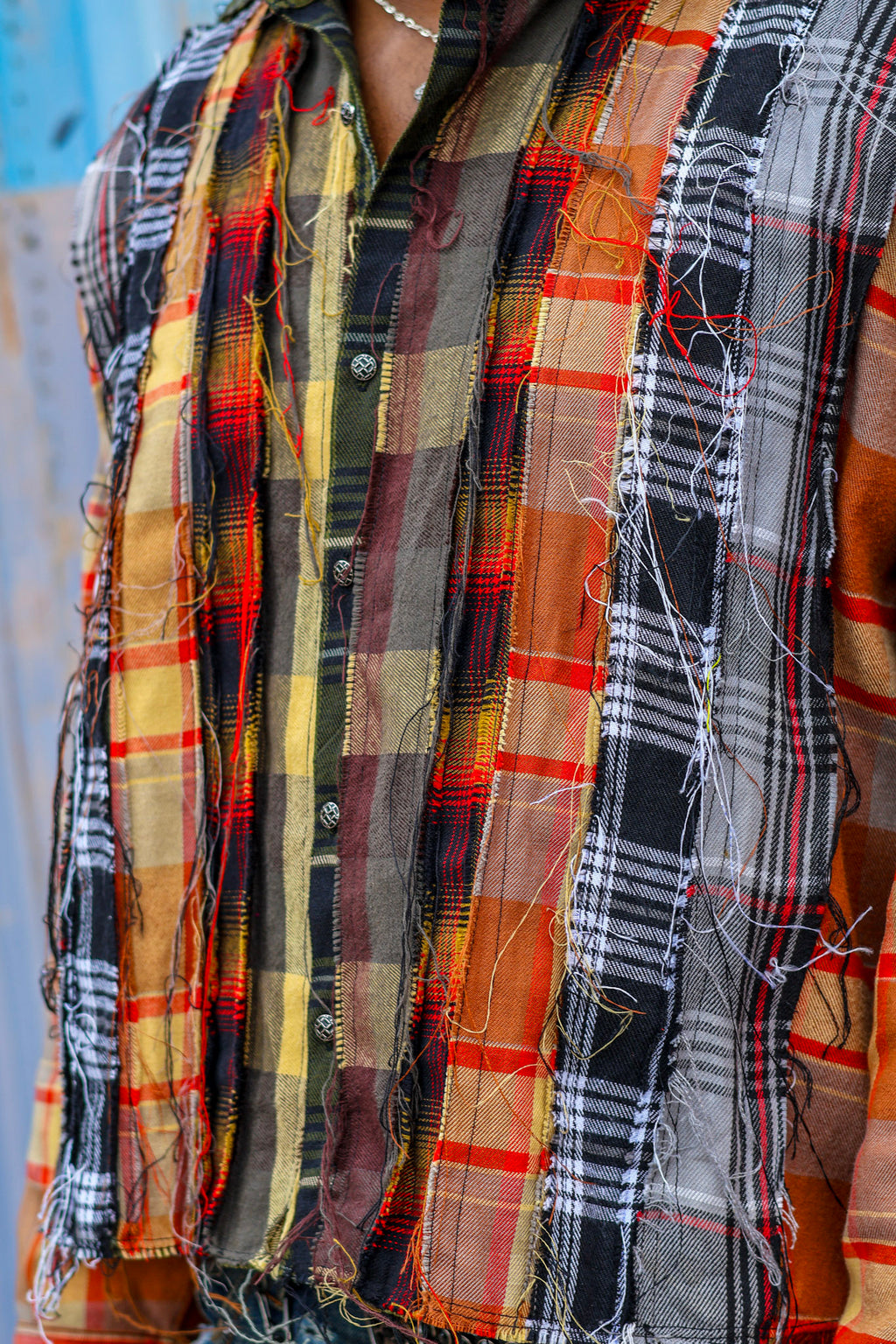 "BORN AGAIN" Cropped Patch Work Flannel